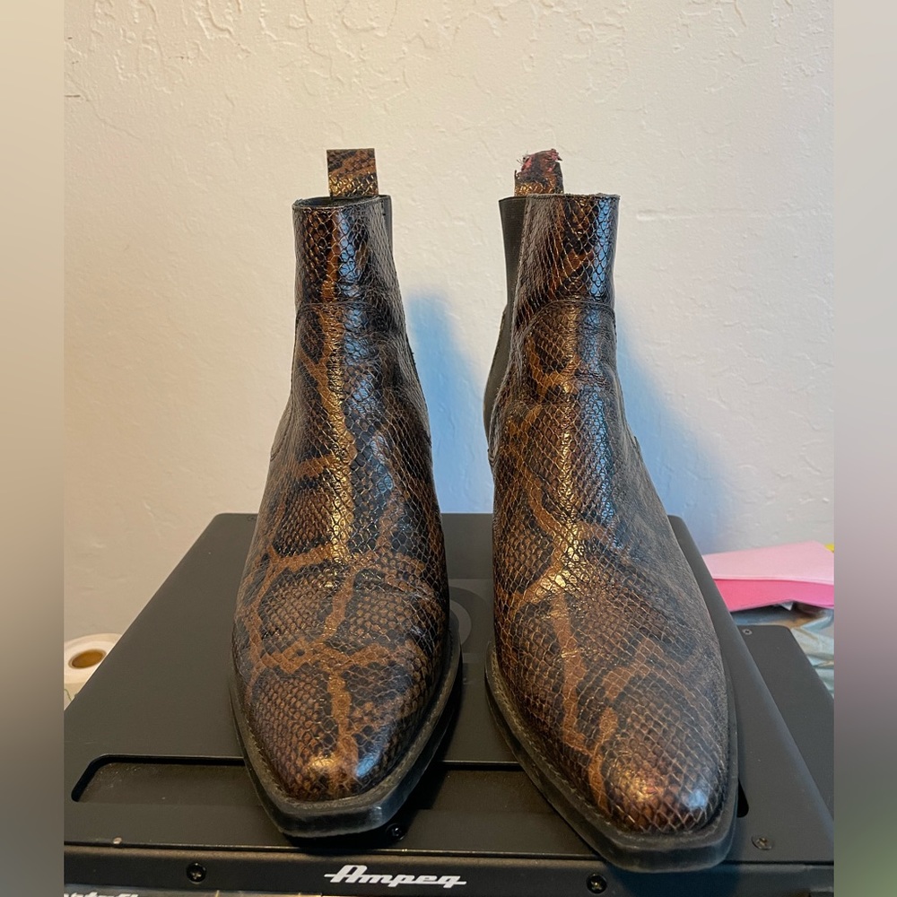 Everlane Women’s The Western Boot Animal Print Embossed Snake Print Brown 8.5